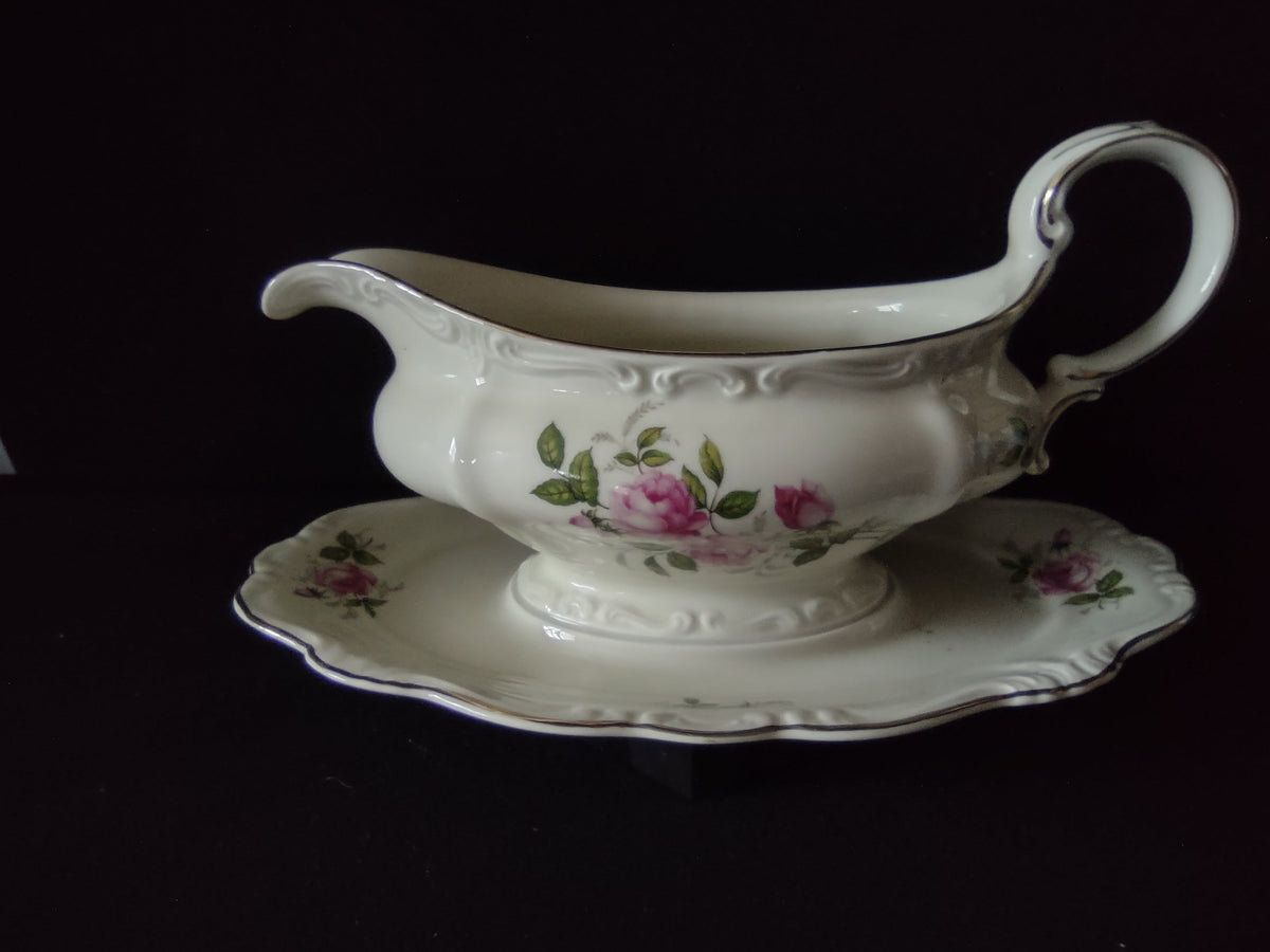 Rosenthal Pompadour gravy boat top view with ruler showing ~11 inch length