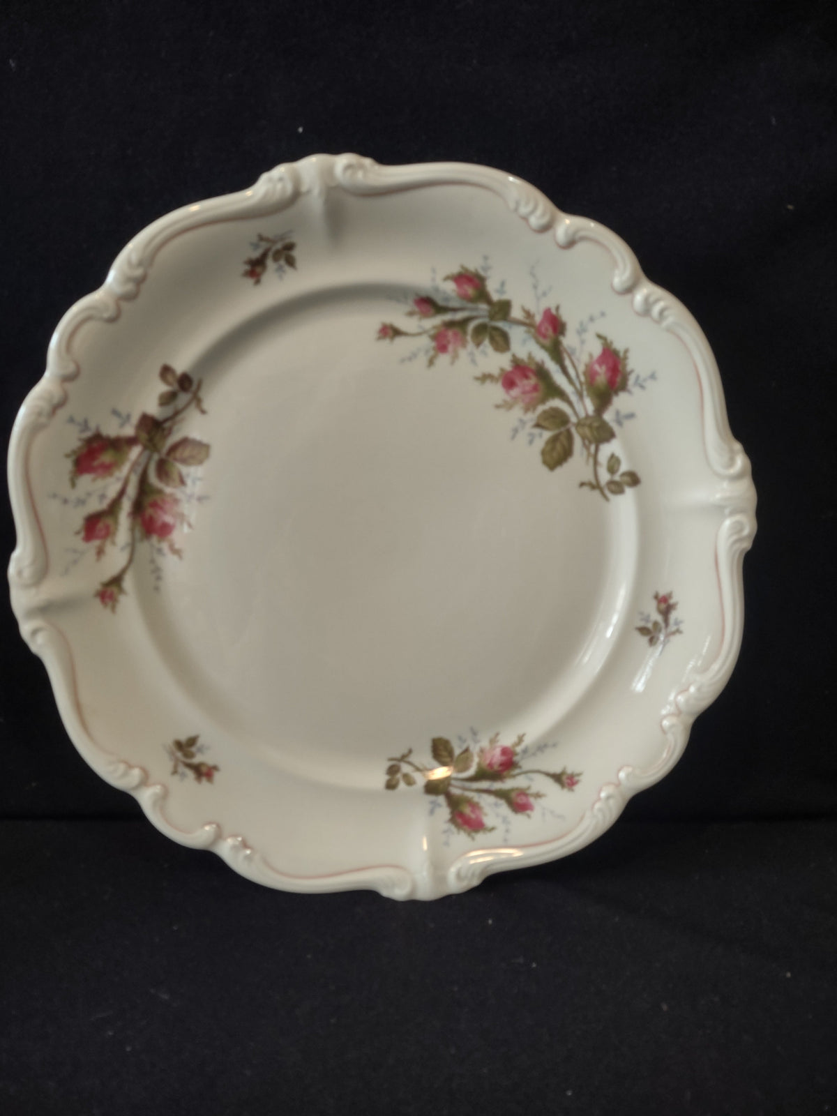 Vintage Rosenthal Pompadour Pink Rosebud Plate - rim detail