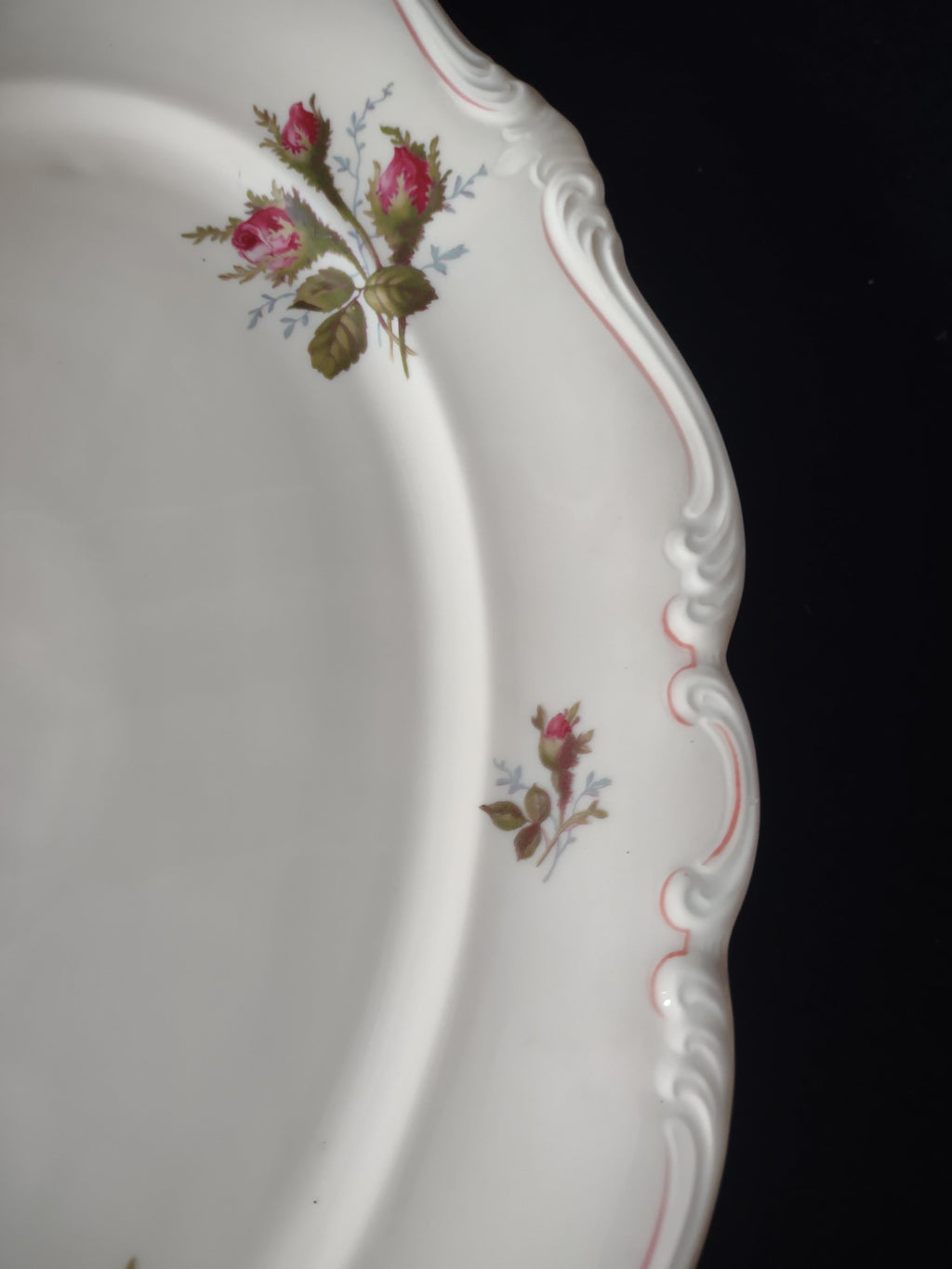 Rosenthal Moss Rose oval platter - rim detail