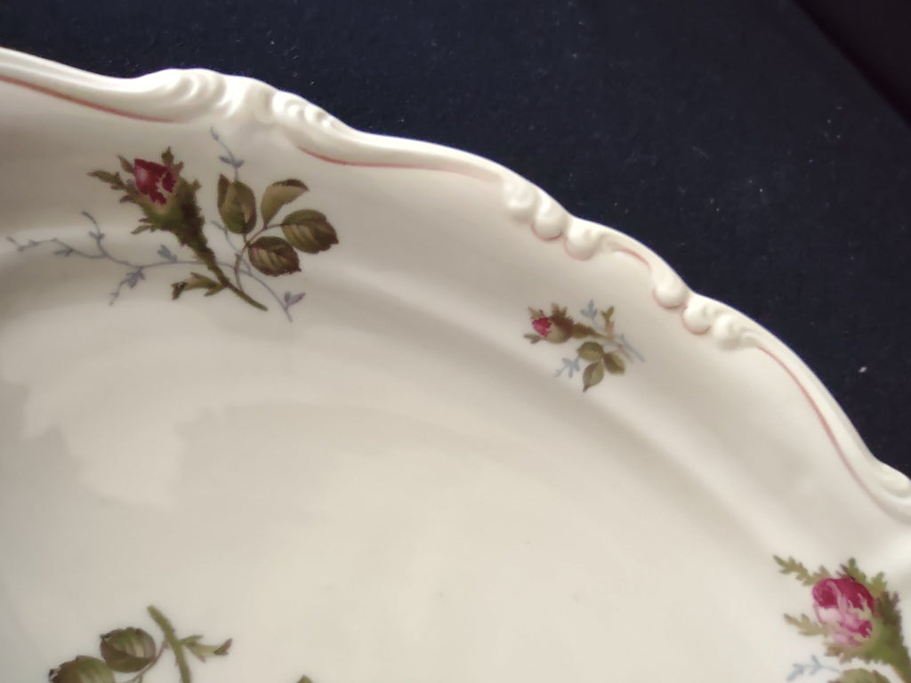 Vintage pink rosebud oval serving dish - chip on underside rim