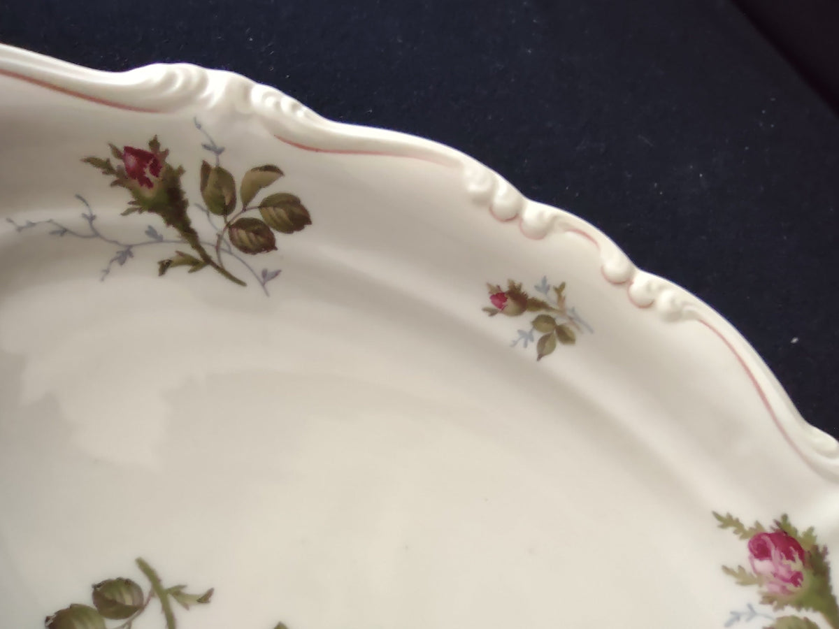 Vintage pink rosebud oval serving dish - chip on underside rim