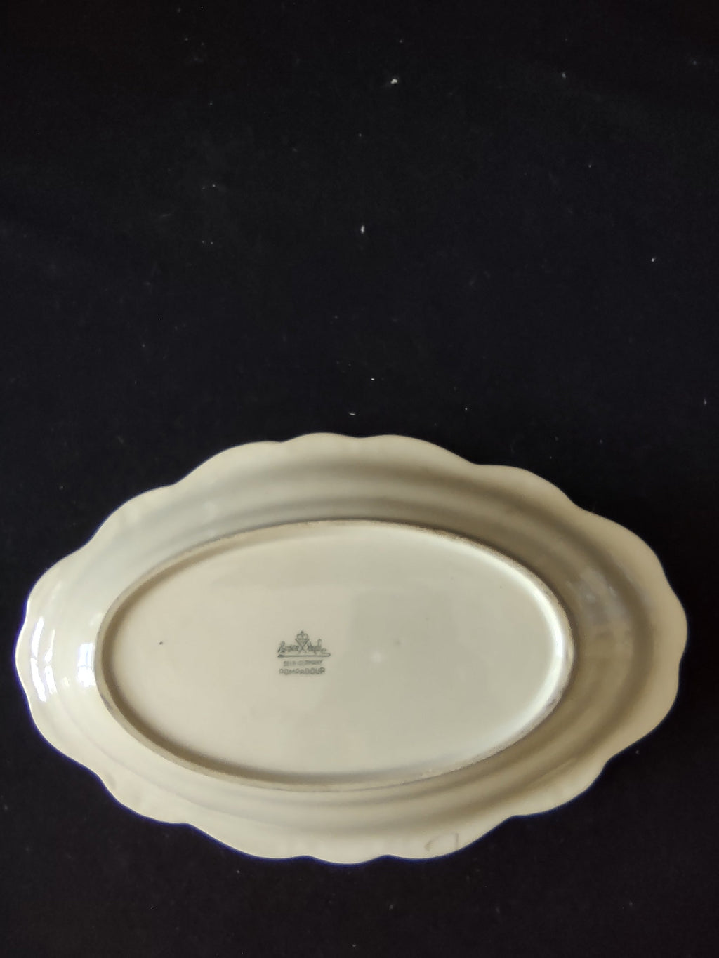 Vintage pink rosebud oval serving dish - interior overview