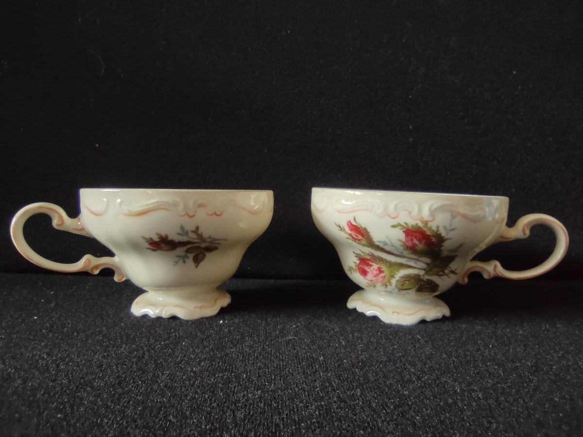 Rosenthal Pompadour tea cup - side view showing handle and rose pattern