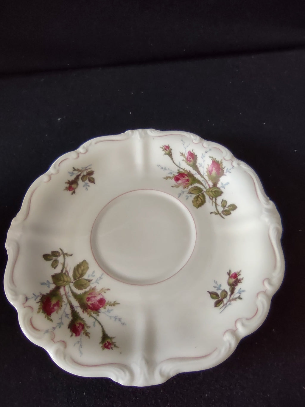 Rosenthal Pompadour Moss Rose cream soup cup handle detail