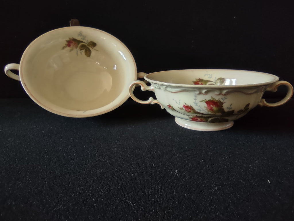 Rosenthal Pompadour cream soup bowl top view with ruler showing 5 inch diameter