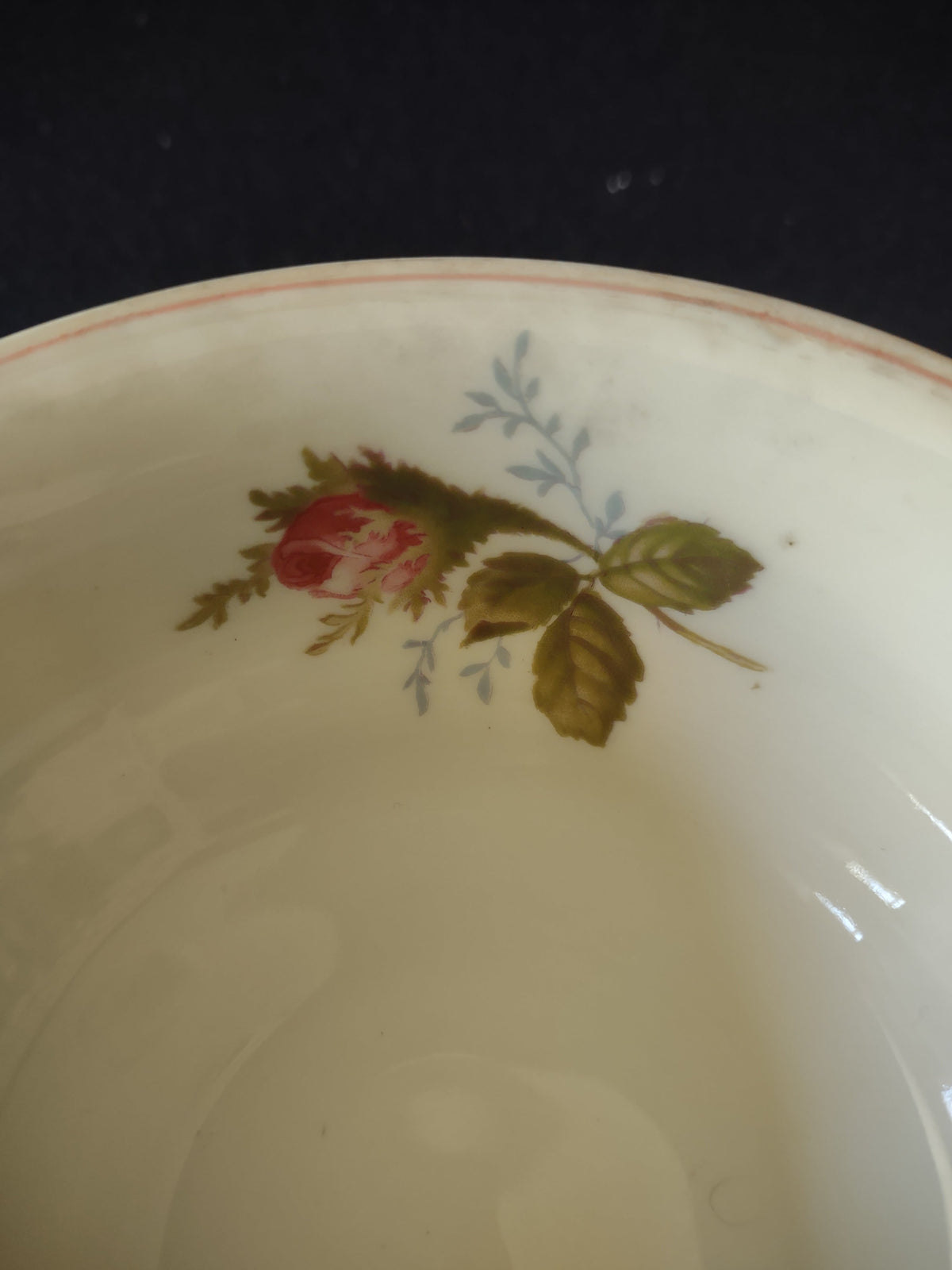 Rosenthal Pompadour footed bowl handle detail side view