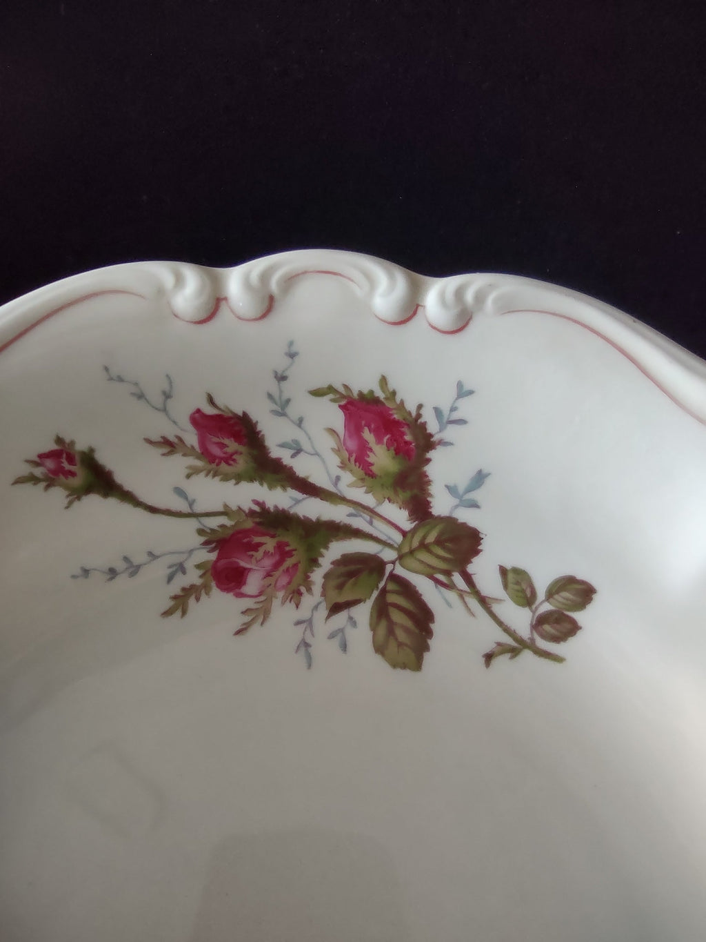 Tirschenreuth Pompadour scattered rosebud detail