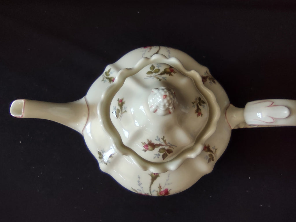 Vintage Pink Rose Rococo Teapot - spout detail