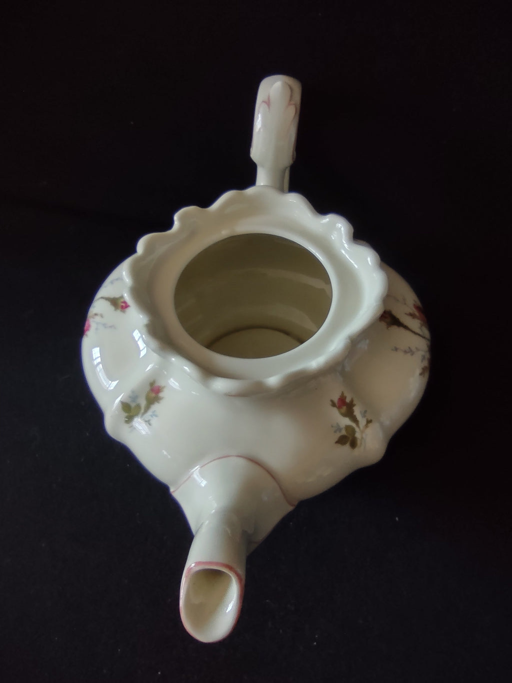 Vintage Pink Rose Rococo Teapot - additional view
