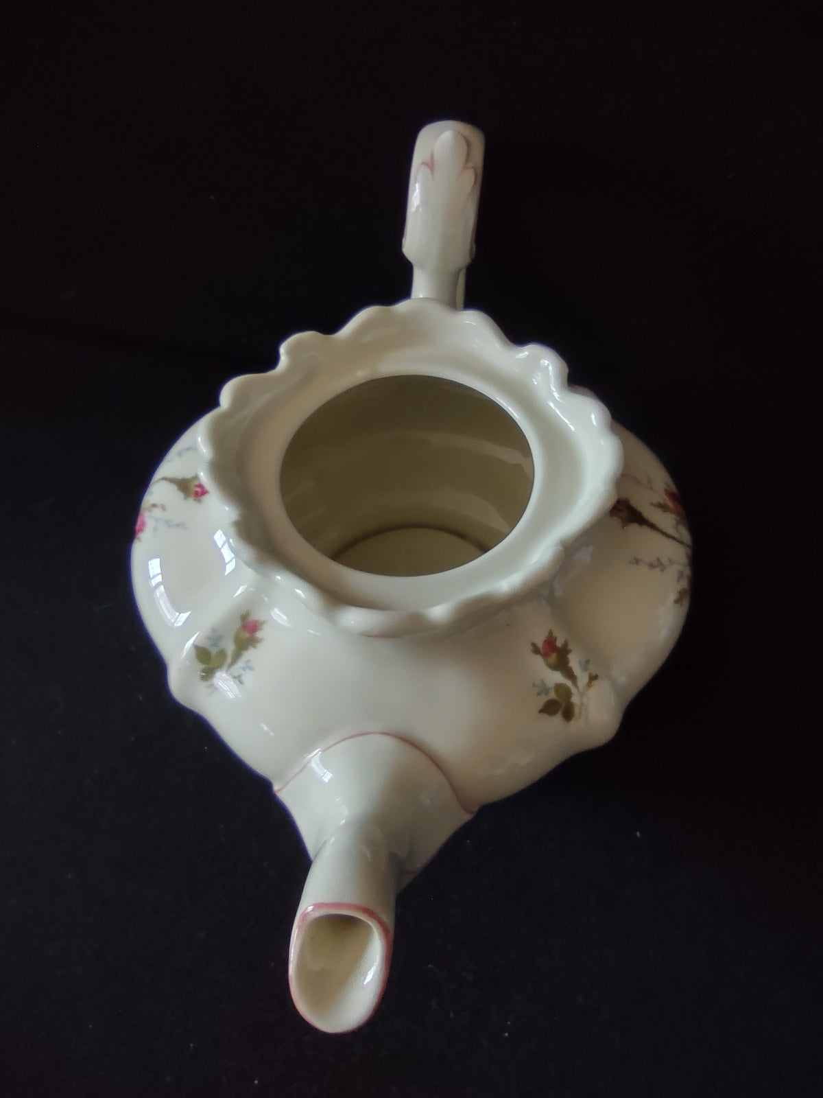 Vintage Pink Rose Rococo Teapot - additional view