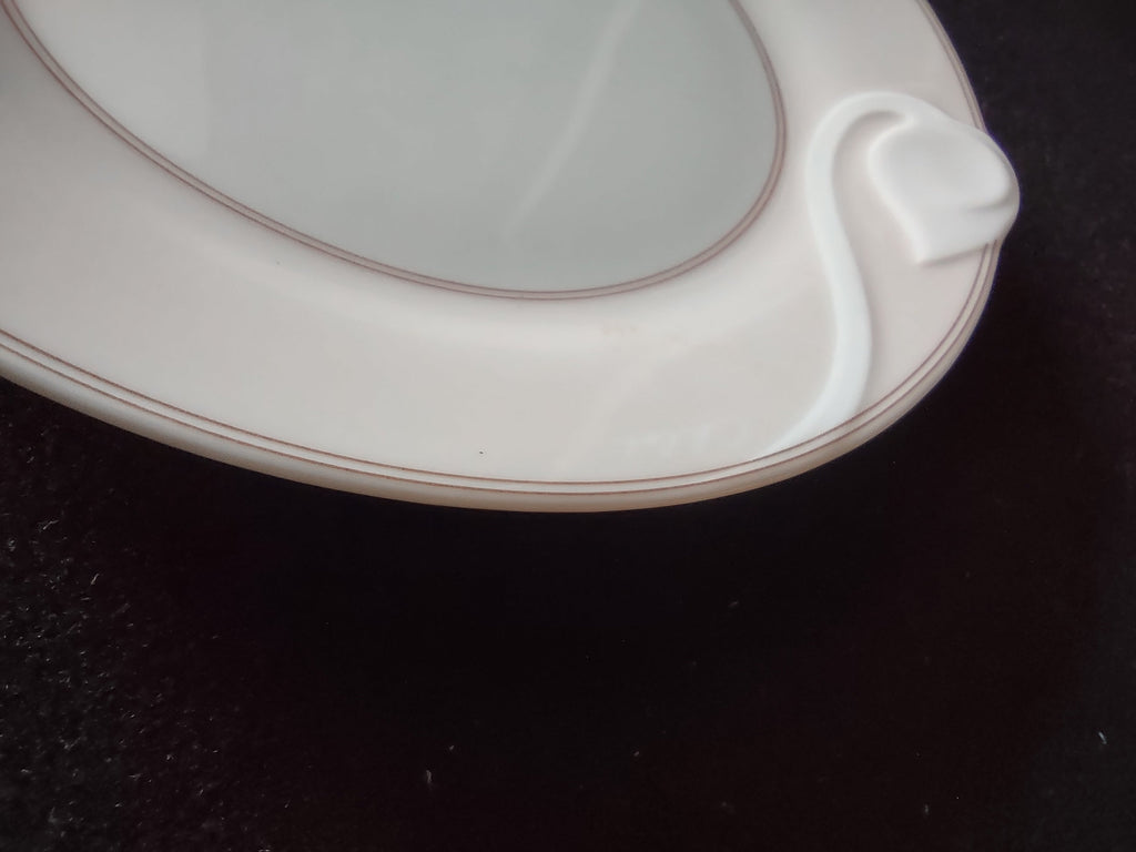 Vintage Noritake Chloe Cream & Taupe Rose Bud Handle Plate - rose bud handle close-up