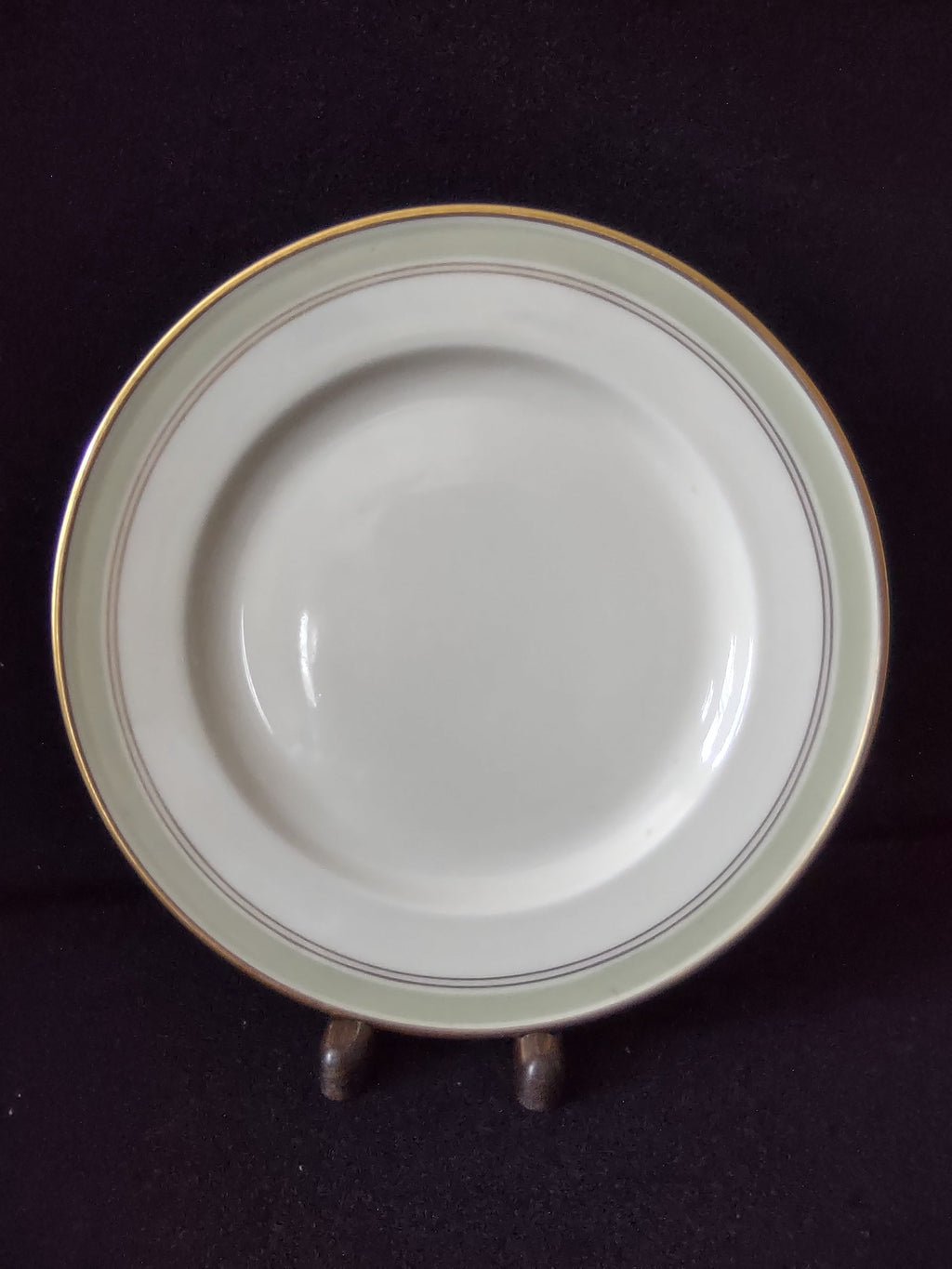 Vintage Hutschenreuther Turvel White & Sage Green Gold Rim Plate - backstamp