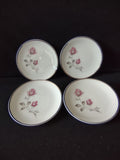 Vintage Schumann Arzberg Pink Rose Platinum Rim Plates Set of 4 - group shot