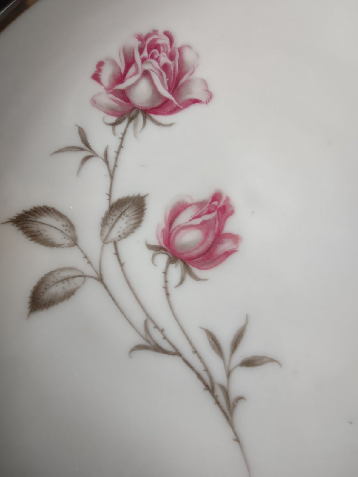 Vintage Schumann Arzberg Pink Rose Platinum Rim Plate - size measurement