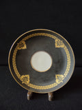 Vintage Syracuse China Black Gold Greek Key Fleur de Lis Saucer - back/bottom view