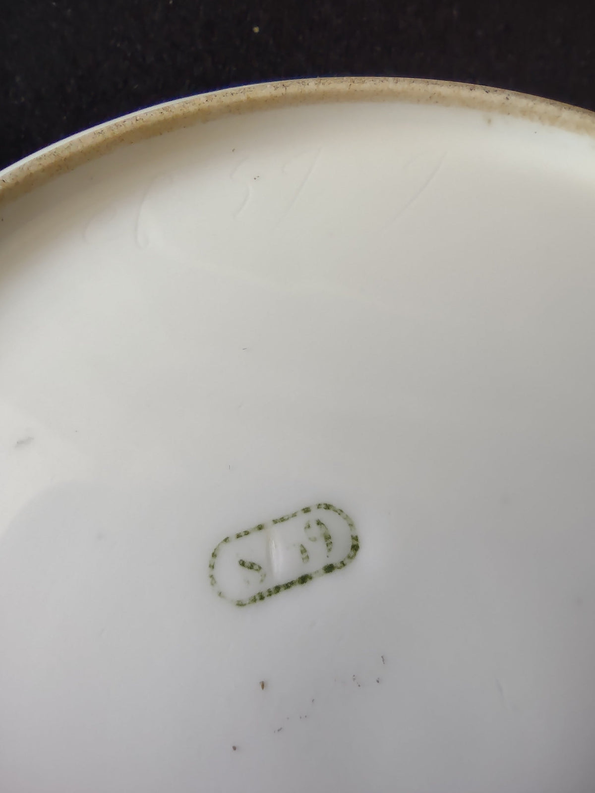 Vintage Syracuse China Black Gold Greek Key Fleur de Lis Saucer - top view