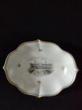 Vintage Schonbrunn Turn Teplitz Steam Locomotive Oval Dish - rim gold wear detail