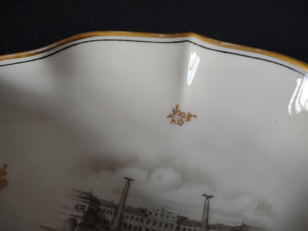 Vintage Schonbrunn Turn Teplitz Steam Locomotive Oval Dish - size measurement ruler