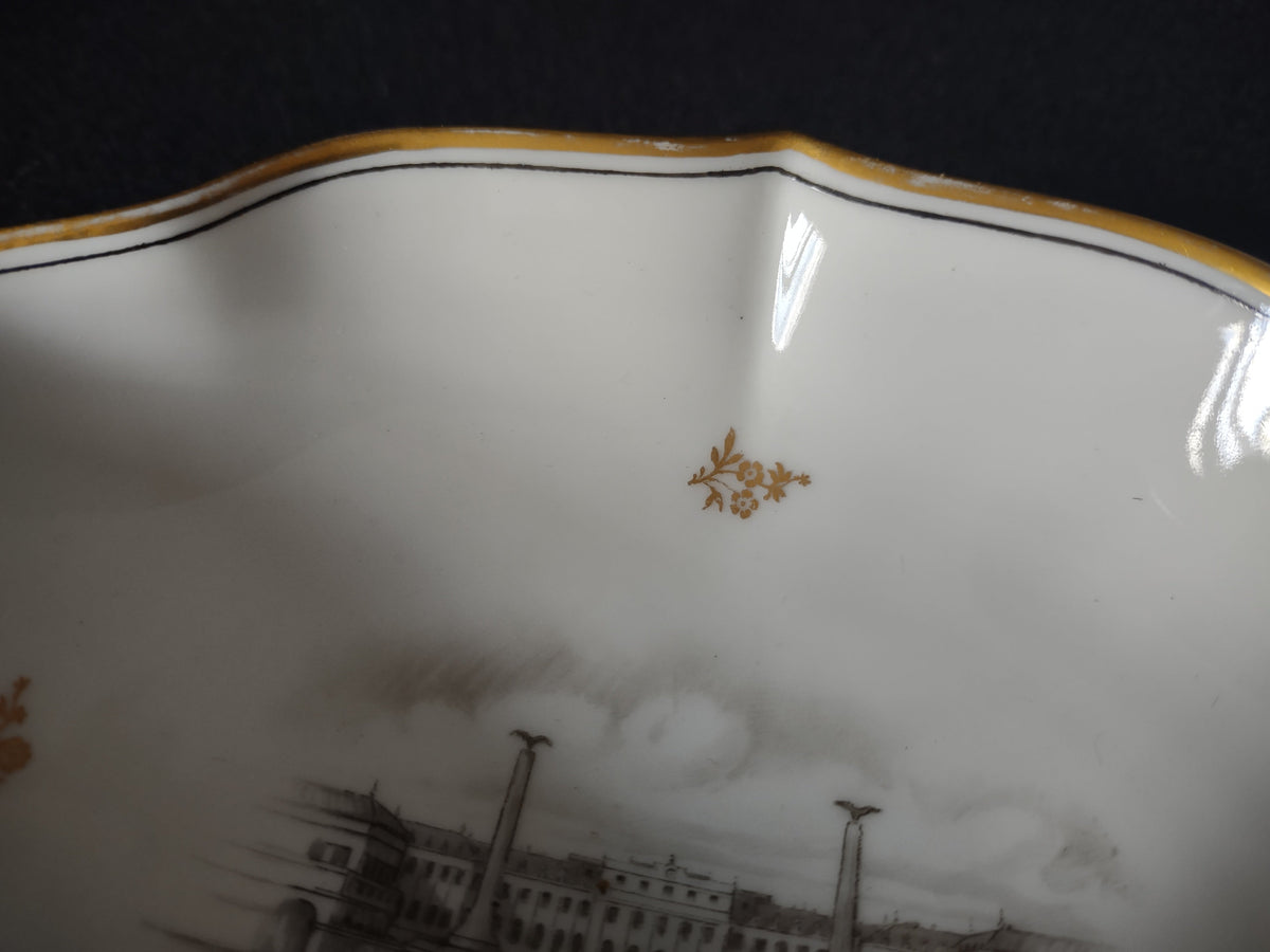 Vintage Schonbrunn Turn Teplitz Steam Locomotive Oval Dish - size measurement ruler