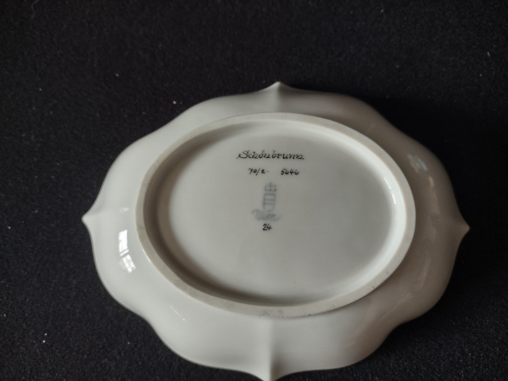 Vintage Vienna Austria Schonbrunn Palace Wien Souvenir Small Oval Dish Gold [7370]