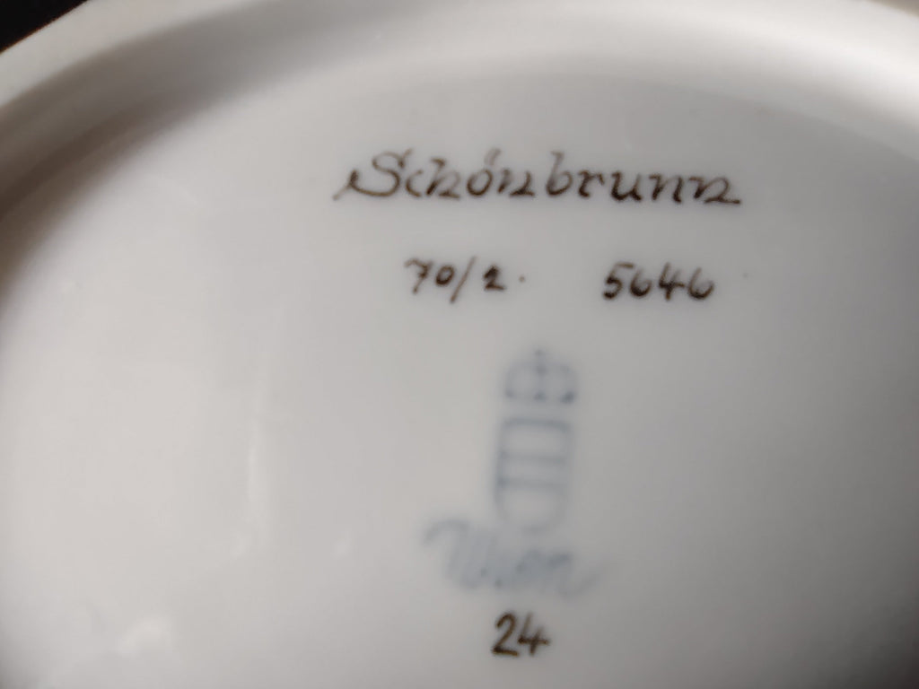 Vintage Schonbrunn Turn Teplitz Steam Locomotive Oval Dish - backstamp Schonbrunn Turn