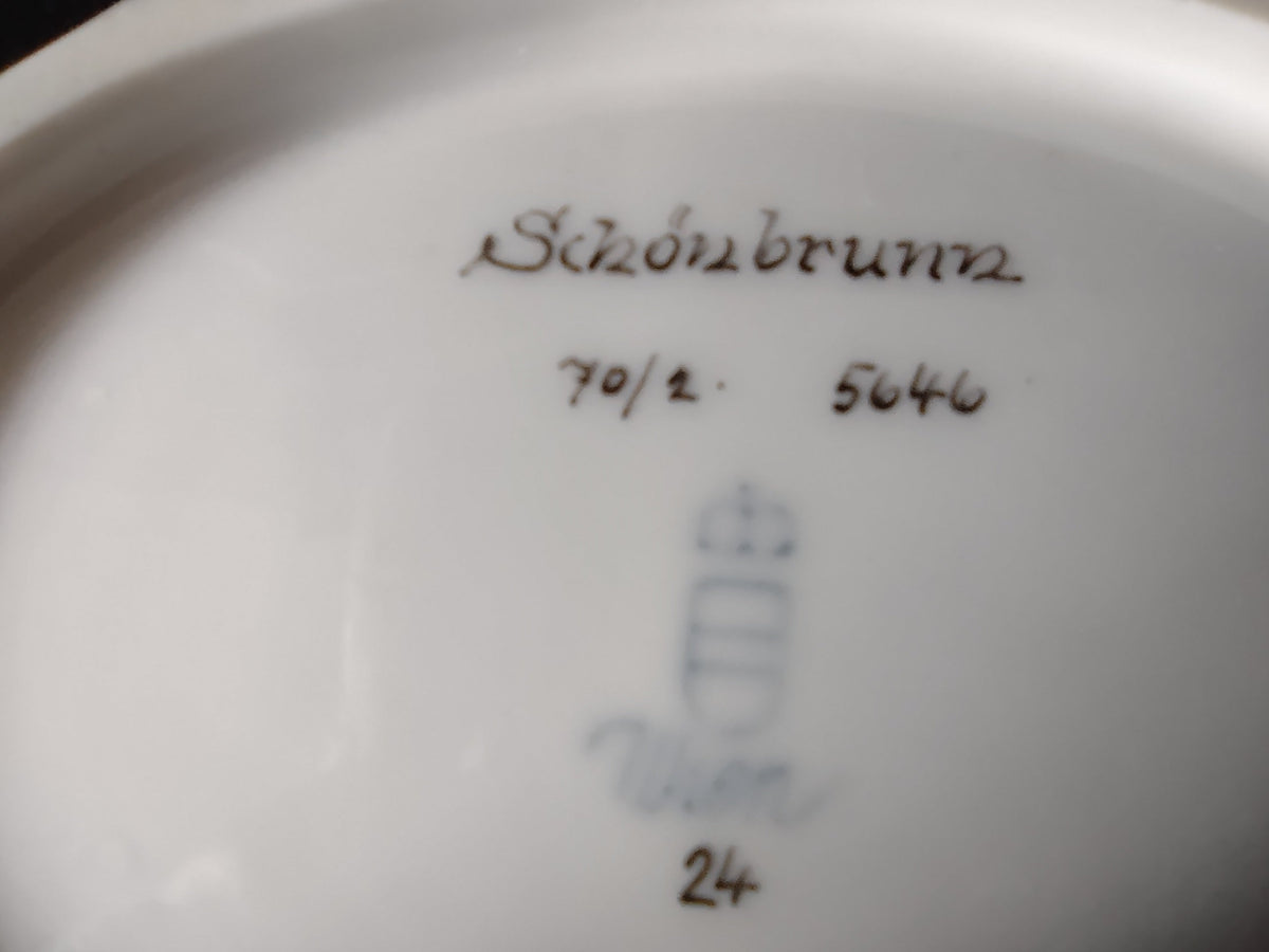 Vintage Schonbrunn Turn Teplitz Steam Locomotive Oval Dish - backstamp Schonbrunn Turn