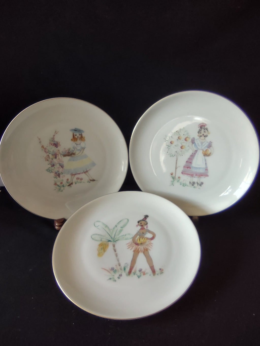 Set of 3 Limoges figural plates group shot