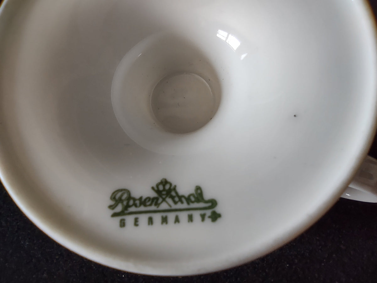 Rosenthal Germany blue lace footed cup - backstamp detail close-up