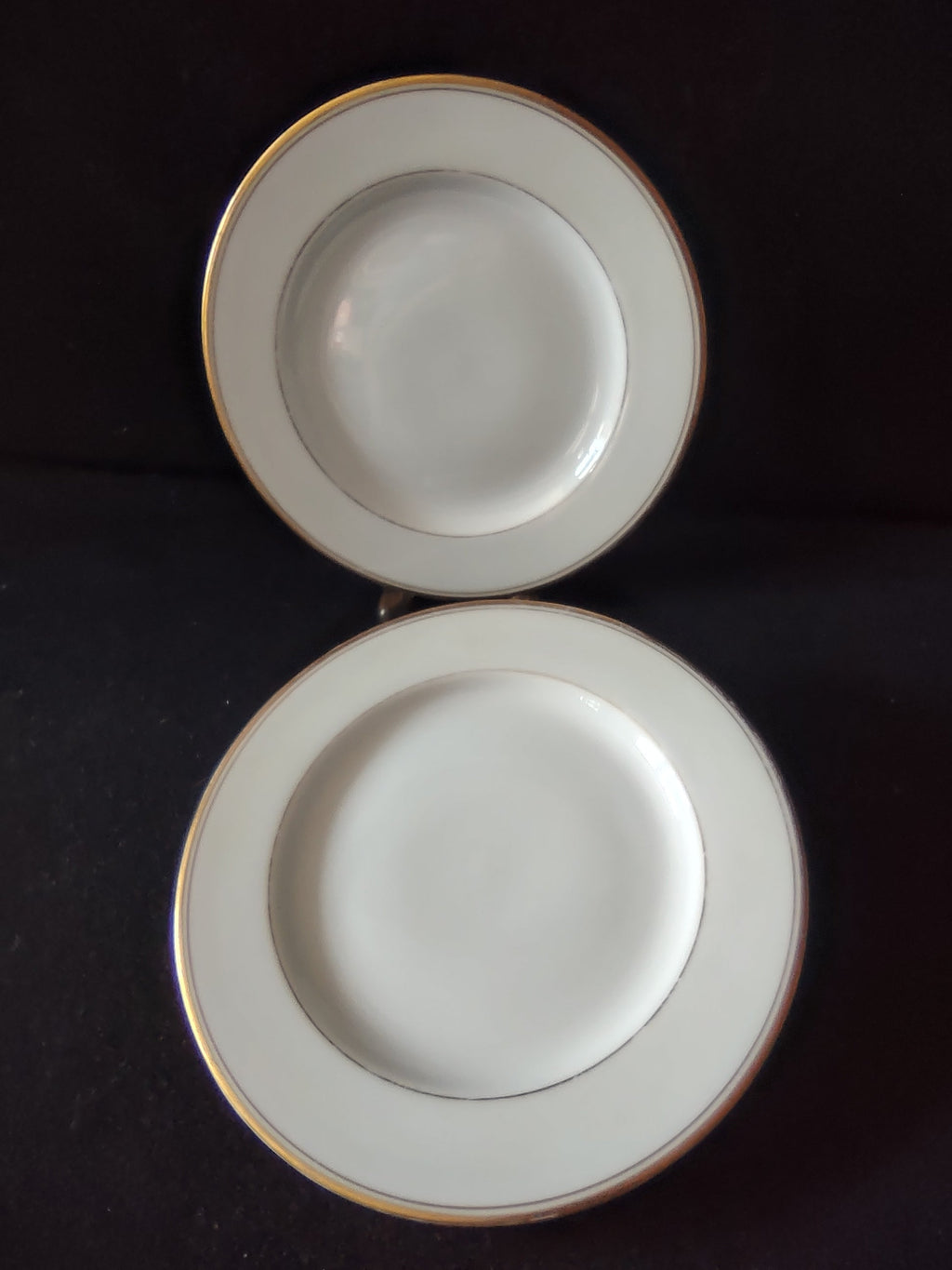 Rosenthal Selb Bavaria gold double line soup bowls - set of 2 front view