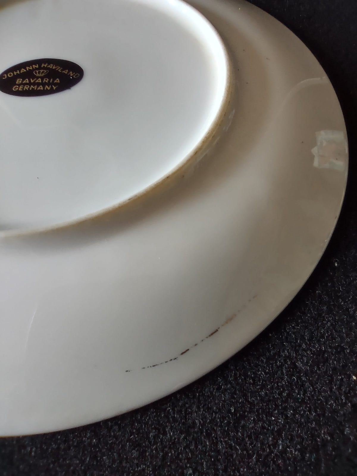 Johann Haviland Bavaria Germany platinum line plate - back view with label