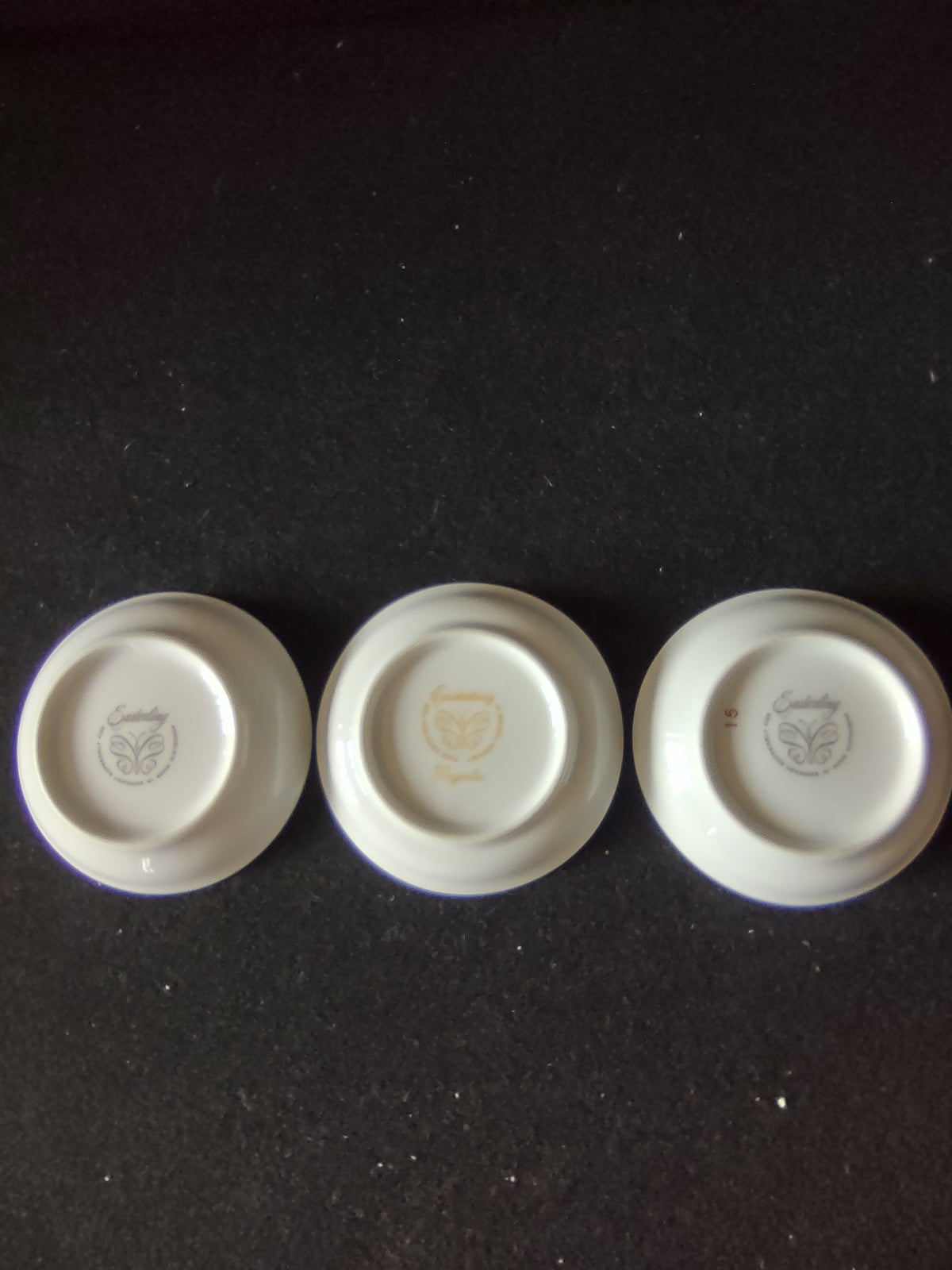 Castleton China embossed diamond rim saucers - backstamp close-up