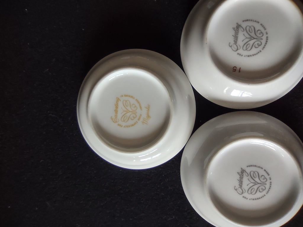 Castleton China embossed diamond rim saucers - backstamp detail