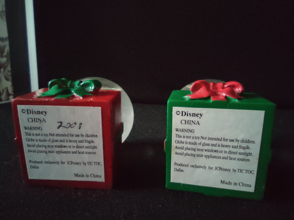 Vintage Disney Mickey Minnie Mouse Christmas Snow Globe Set of 2 [4885]
