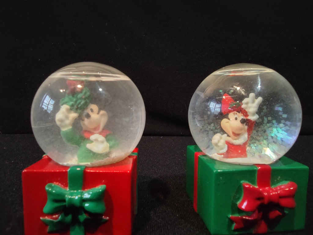 Disney Mickey and Minnie Christmas snow globes set of 2, additional angle