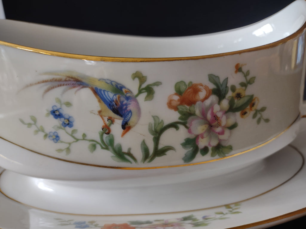 Haviland Limoges Bird of Paradise pattern detail close-up