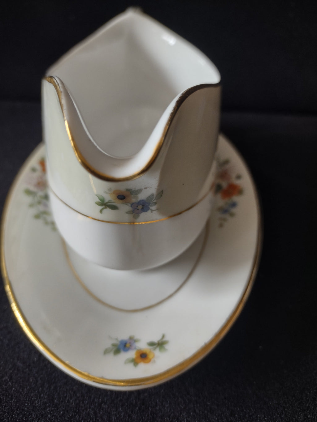 Haviland Limoges gravy boat - handle side angle