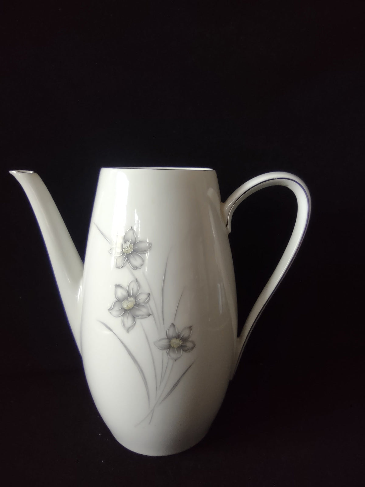 Winterling Bavarian China Silver Narcissus Coffee Pot - top view