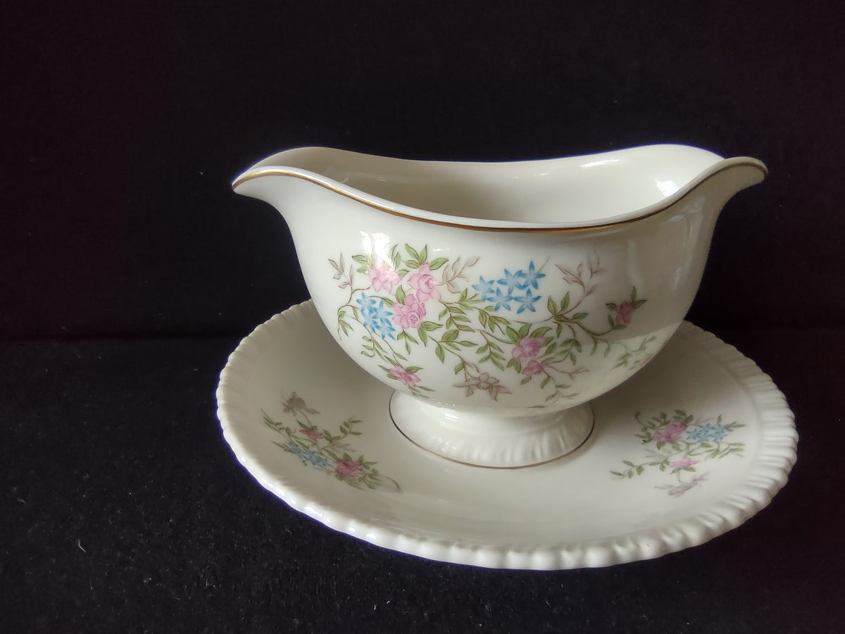 Vintage Hanover China Spring Time Gravy Boat with Underplate [7394]