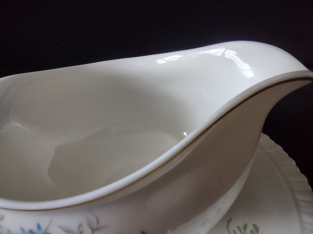 Hanover China Spring Time gravy boat - top view with ruler showing 7 inch underplate