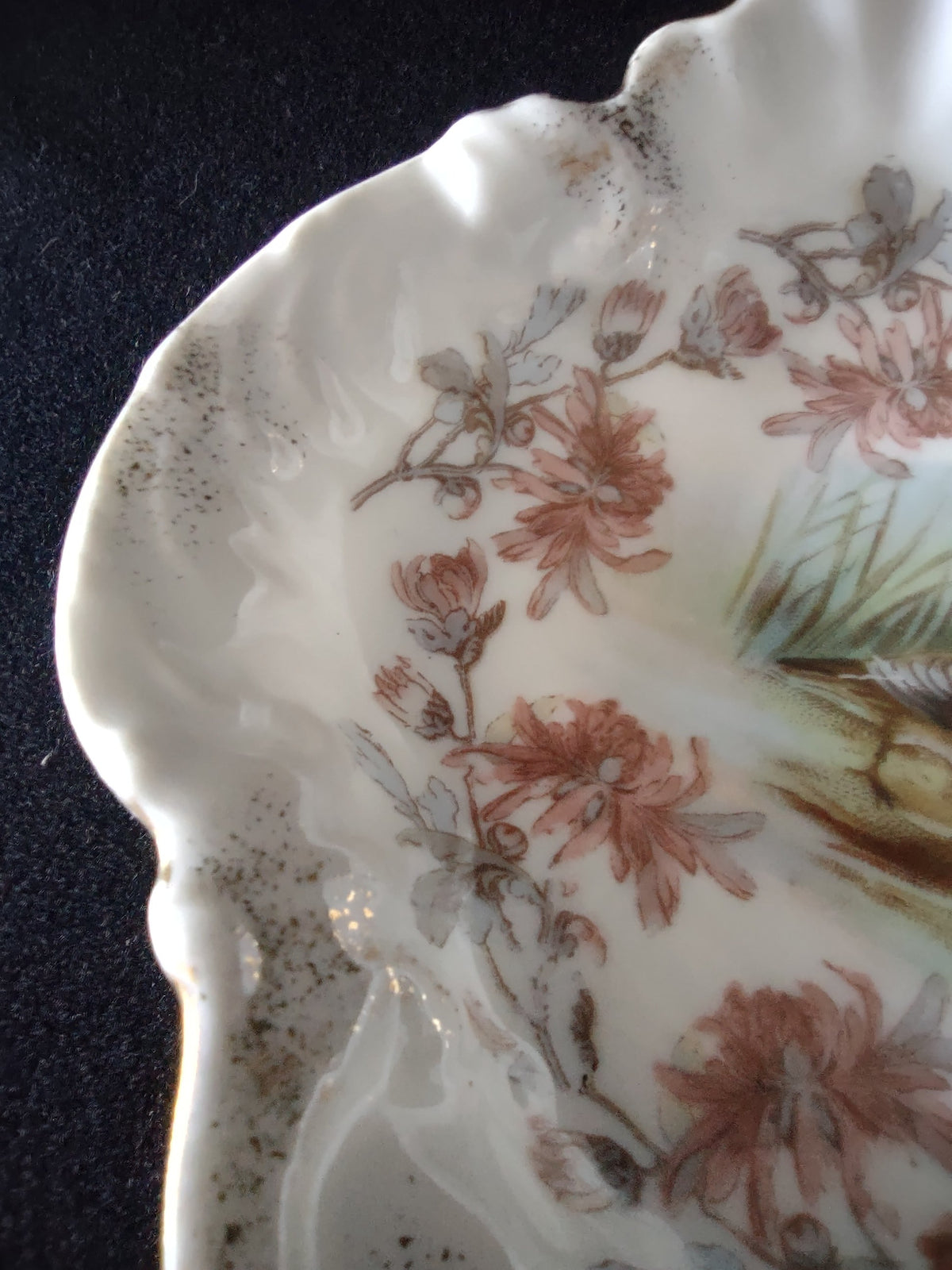 Triobad China Austria bon bon dish - additional detail view of floral pattern