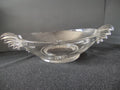 Vintage clear glass feather wing handle divided relish dish - top view showing both wing handles and two wells