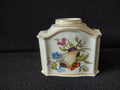 Royal Vienna porcelain tea caddy front panel showing red currant berries on branch with dragonfly vignette above
