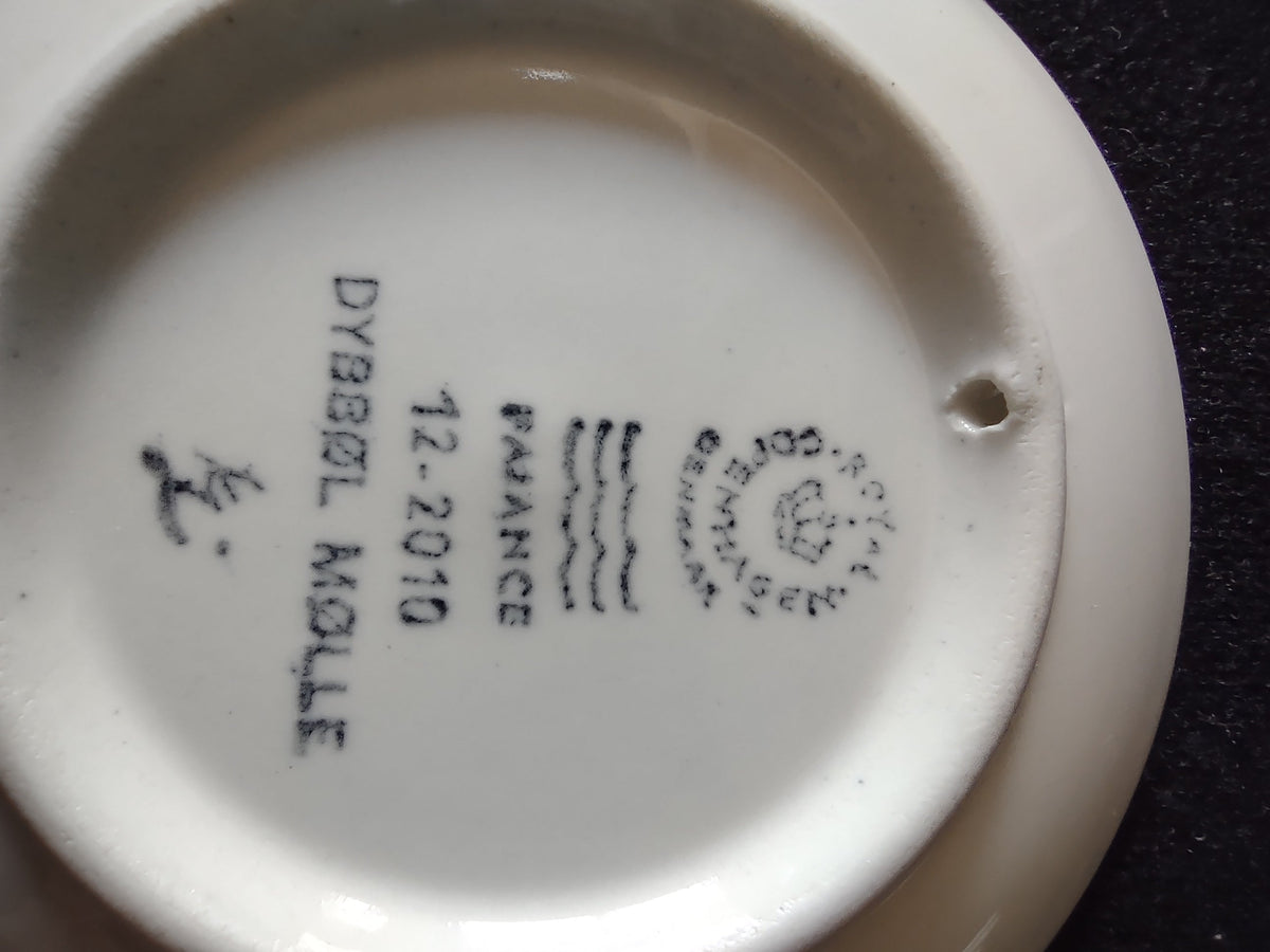 Royal Copenhagen mini plate backstamp showing PAJAN copyright mark, #47-2010, Blomsterstorvet KC Copenhagen