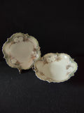 Vintage RS Prussia porcelain nappy dish front view with ruler showing approximately 4 inch diameter