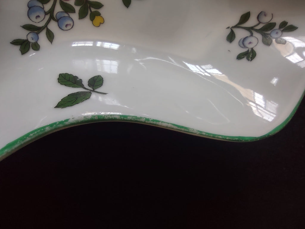 Royal Tettau candy dish with ruler showing approximately 6 inch point-to-point measurement