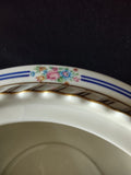 Vintage Limoges porcelain covered serving bowl top view with ruler showing approximately 8 inch diameter and two gold handles