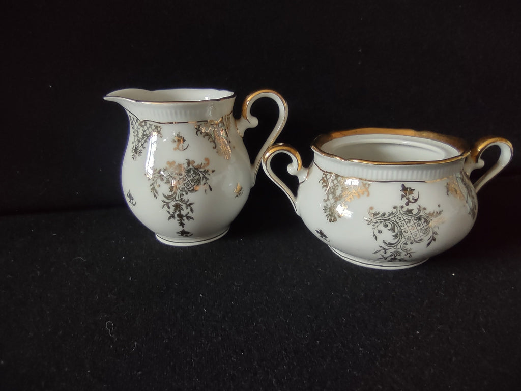 Vintage Seltmann Weiden Bavaria Renate pattern creamer backstamp showing crown mark Seltmann Weiden Bavaria and Renate in dark olive green