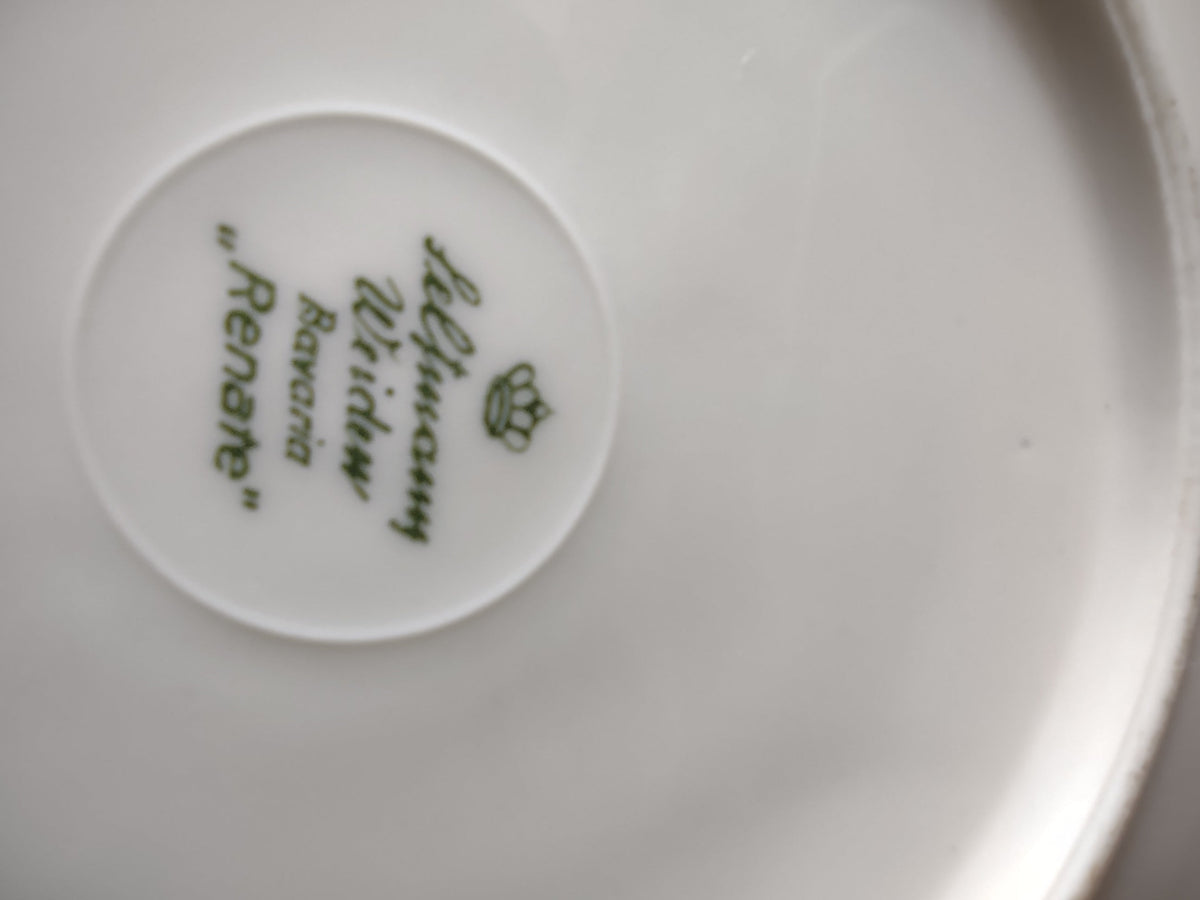 Seltmann Weiden Bavaria Renate backstamp close-up showing crown mark cursive Seltmann Weiden Bavaria and Renate in dark green