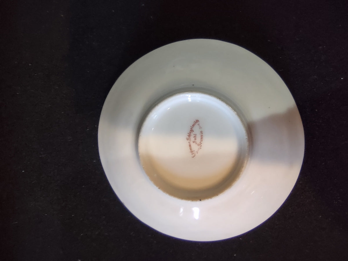 C Tielsch Altwasser plate base view showing full white unglazed foot rim and red diamond lozenge backstamp Altwasser Silesia Germany mark