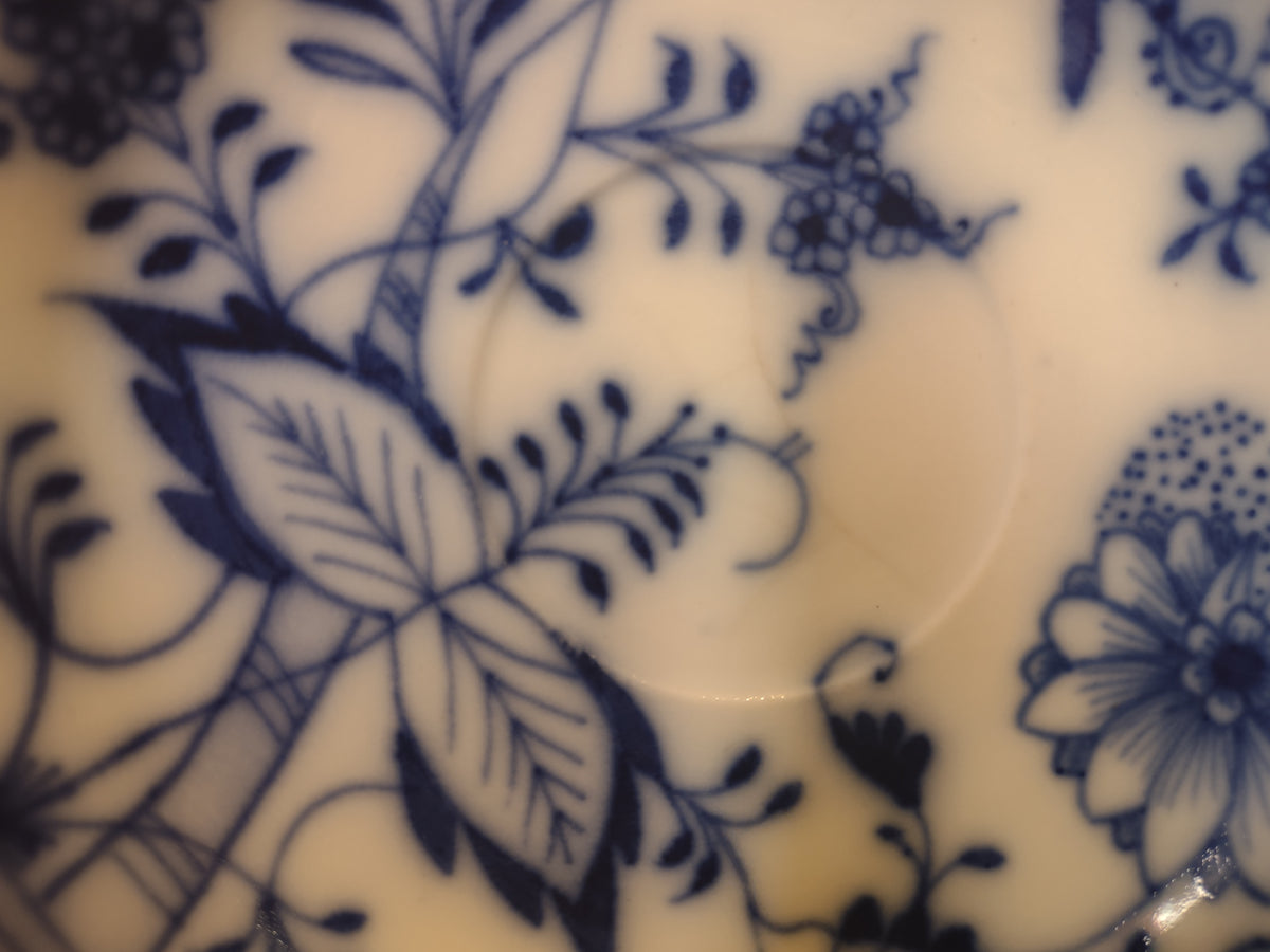 Vintage Blue Onion Porcelain Butter Pat Saucers Set of 4 Imperfect [7434]